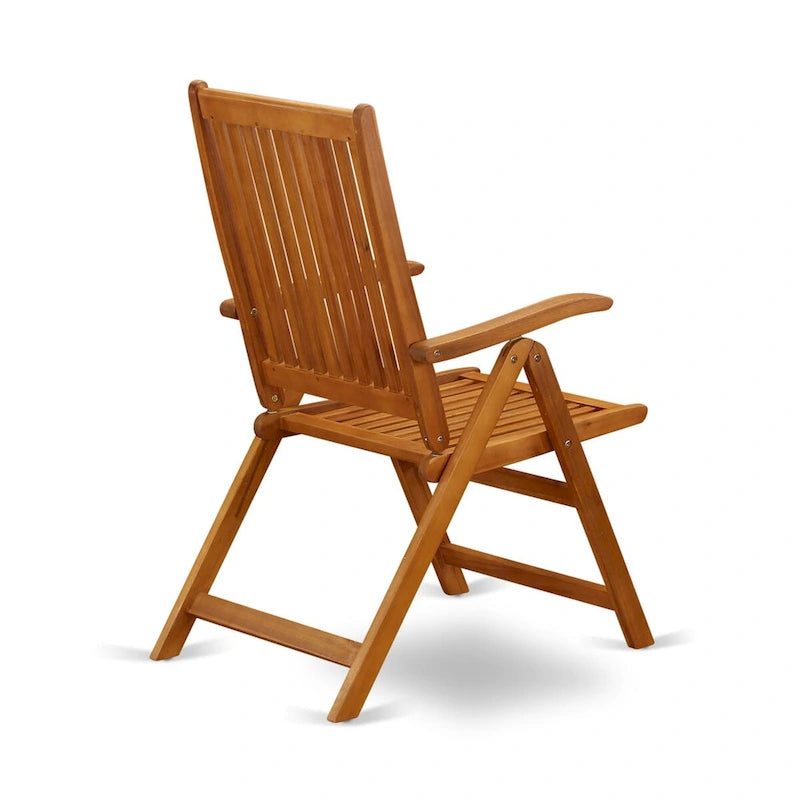 Ensemble de salle à manger d'extérieur - Chaises avec dossier haut à lattes et table rectangulaire à 4 pieds en bois - Fini à l'huile naturelle (Option de pièces)