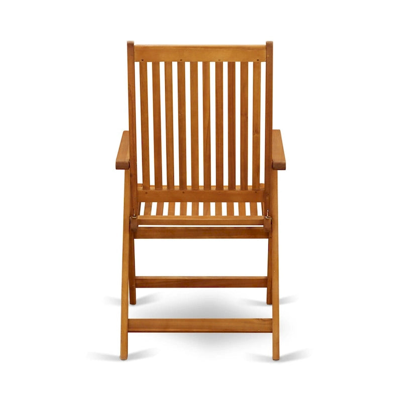 Ensemble de salle à manger d'extérieur - Chaises avec dossier haut à lattes et table rectangulaire à 4 pieds en bois - Fini à l'huile naturelle (Option de pièces)