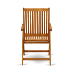 Ensemble de salle à manger d'extérieur - Chaises avec dossier haut à lattes et table rectangulaire à 4 pieds en bois - Fini à l'huile naturelle (Option de pièces)