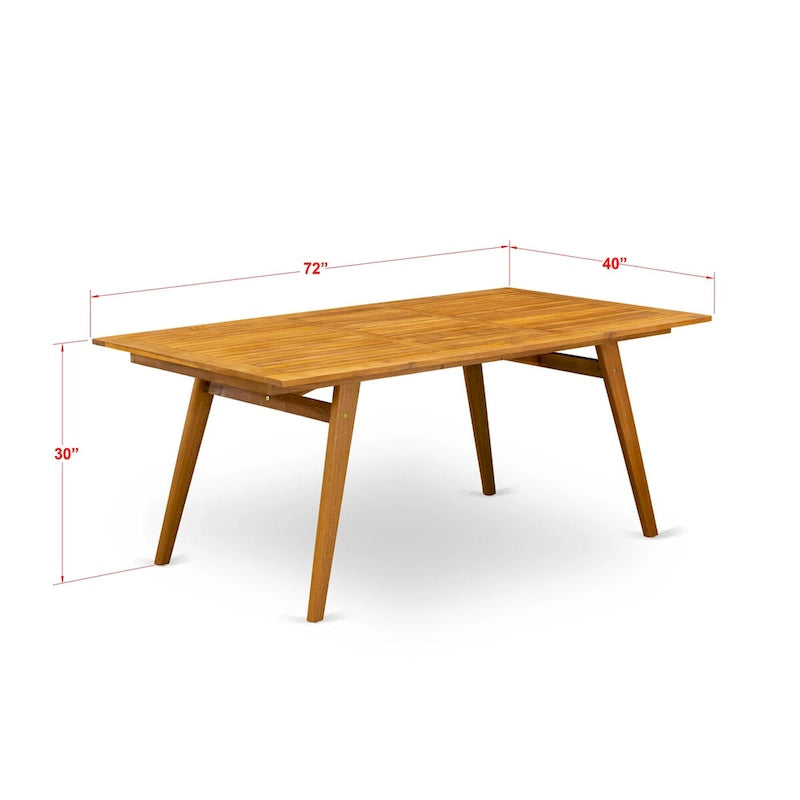 Ensemble de salle à manger d'extérieur - Chaises avec dossier haut à lattes et table rectangulaire à 4 pieds en bois - Fini à l'huile naturelle (Option de pièces)