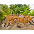 Ensemble de salle à manger d'extérieur - Chaises avec dossier haut à lattes et table rectangulaire à 4 pieds en bois - Fini à l'huile naturelle (Option de pièces)