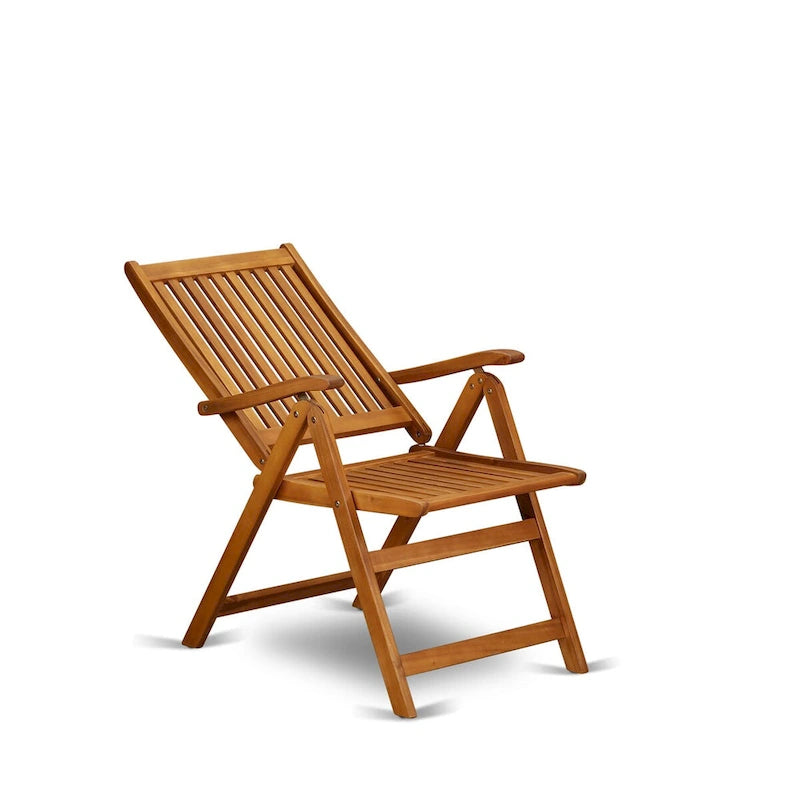 Ensemble de salle à manger d'extérieur - Chaises avec dossier haut à lattes et table rectangulaire à 4 pieds en bois - Fini à l'huile naturelle (Option de pièces)