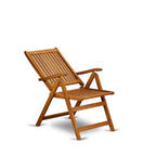 Ensemble de salle à manger d'extérieur - Chaises avec dossier haut à lattes et table rectangulaire à 4 pieds en bois - Fini à l'huile naturelle (Option de pièces)