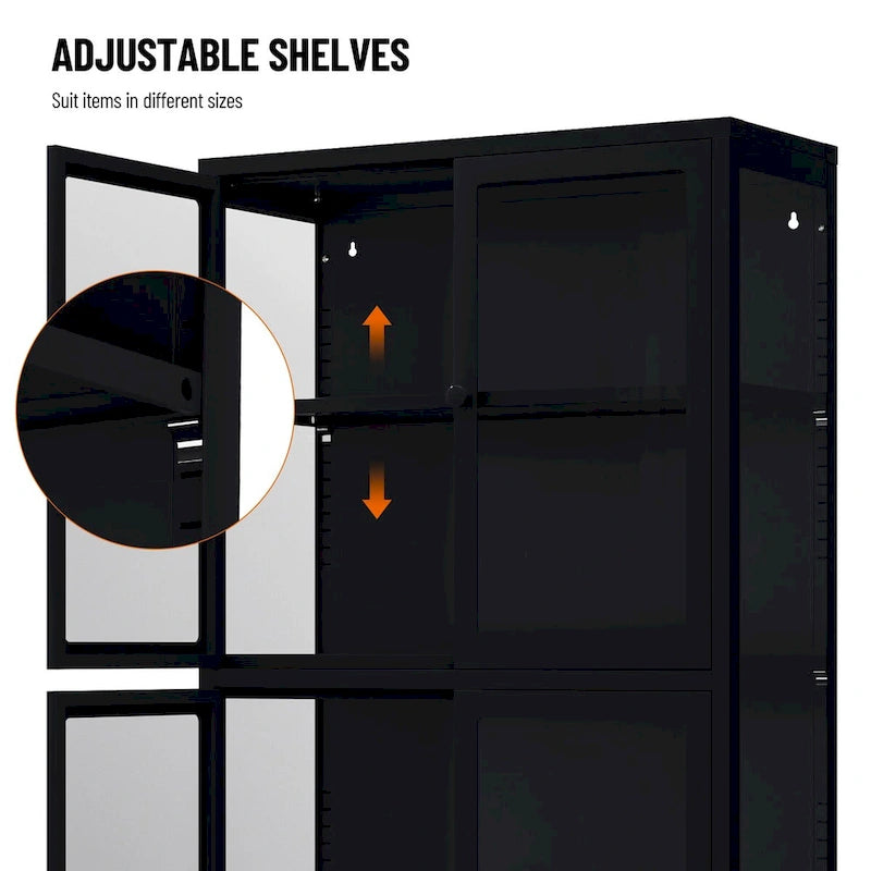 Meuble Vitrine avec Étagères Réglables pour Cuisine Salon
