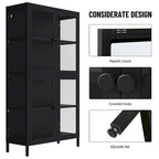 Meuble Vitrine avec Étagères Réglables pour Cuisine Salon