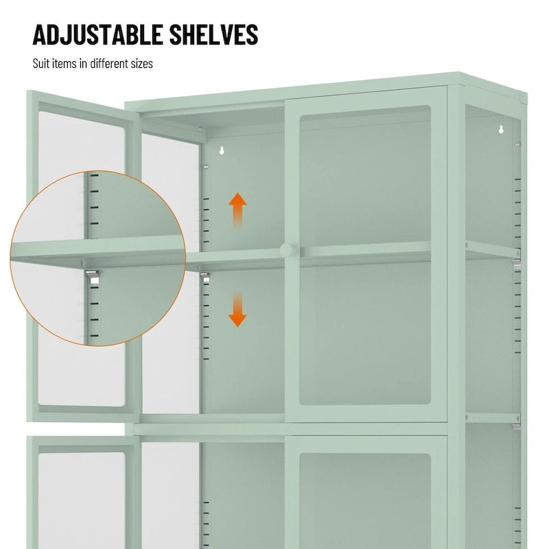 Meuble Vitrine avec Étagères Réglables pour Cuisine Salon