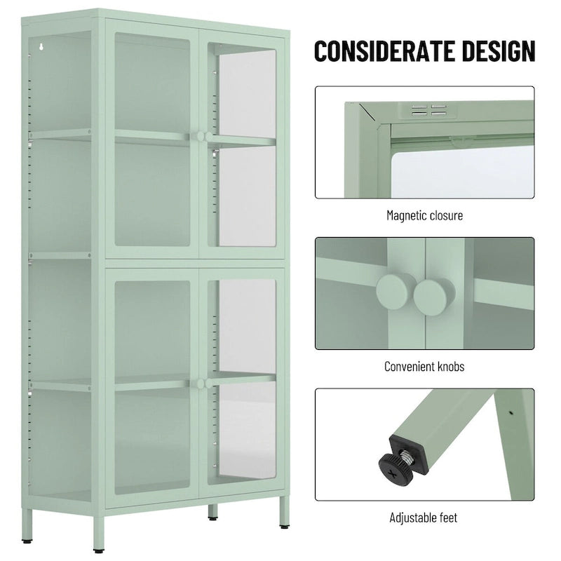 Meuble Vitrine avec Étagères Réglables pour Cuisine Salon