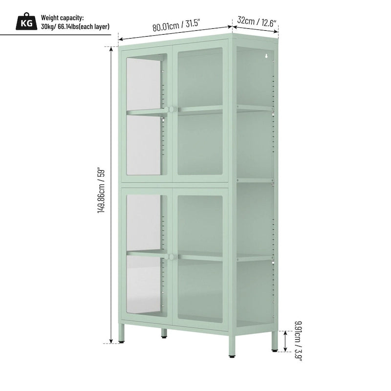 Meuble Vitrine avec Étagères Réglables pour Cuisine Salon