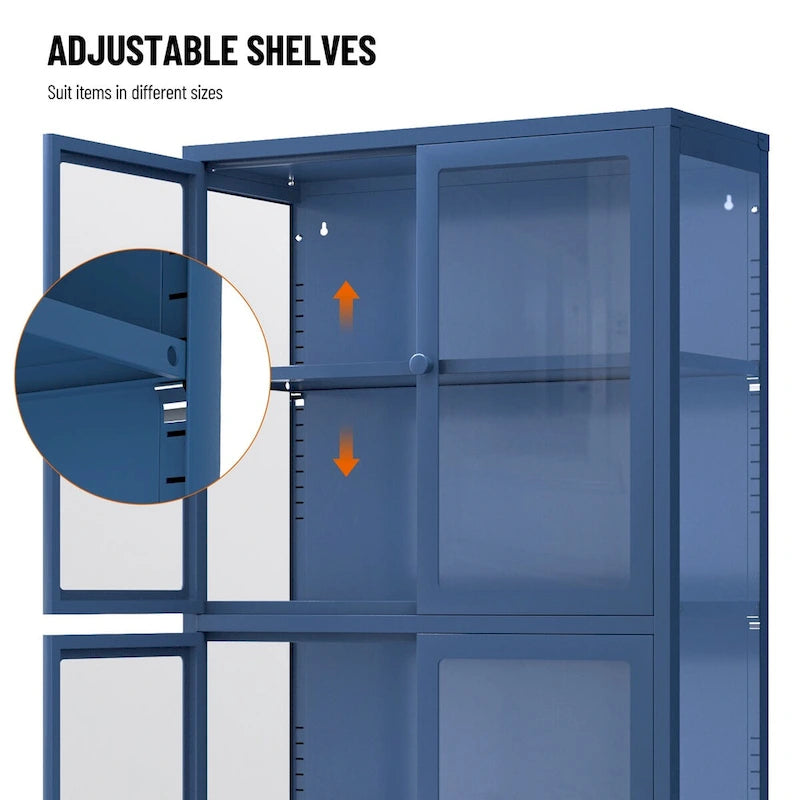 Meuble Vitrine avec Étagères Réglables pour Cuisine Salon