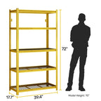 Étagère métallique jaune réglable à 5 niveaux, robuste, pour garage