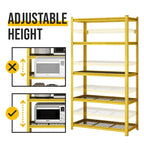 Étagère métallique jaune réglable à 5 niveaux, robuste, pour garage