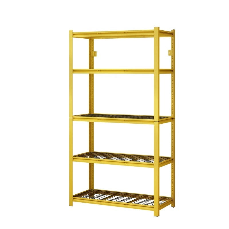 Étagère métallique jaune réglable à 5 niveaux, robuste, pour garage