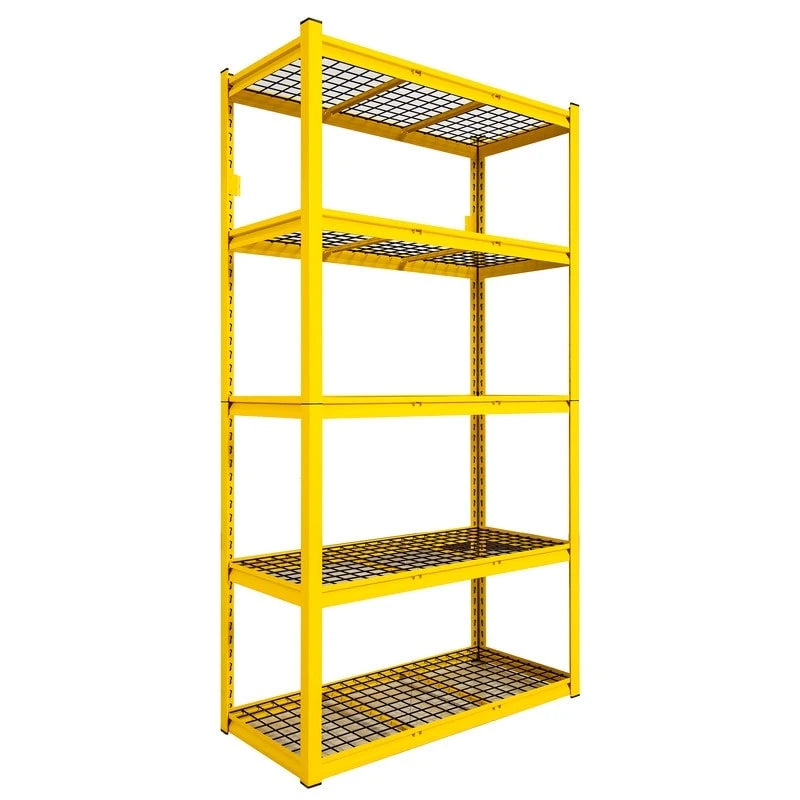 Étagère métallique jaune réglable à 5 niveaux, robuste, pour garage
