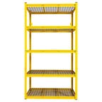 Étagère métallique jaune réglable à 5 niveaux, robuste, pour garage