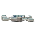 Salon de jardin d'extérieur 8 pièces avec brasero et fauteuils pivotants Portofino Comfort Sunbrella