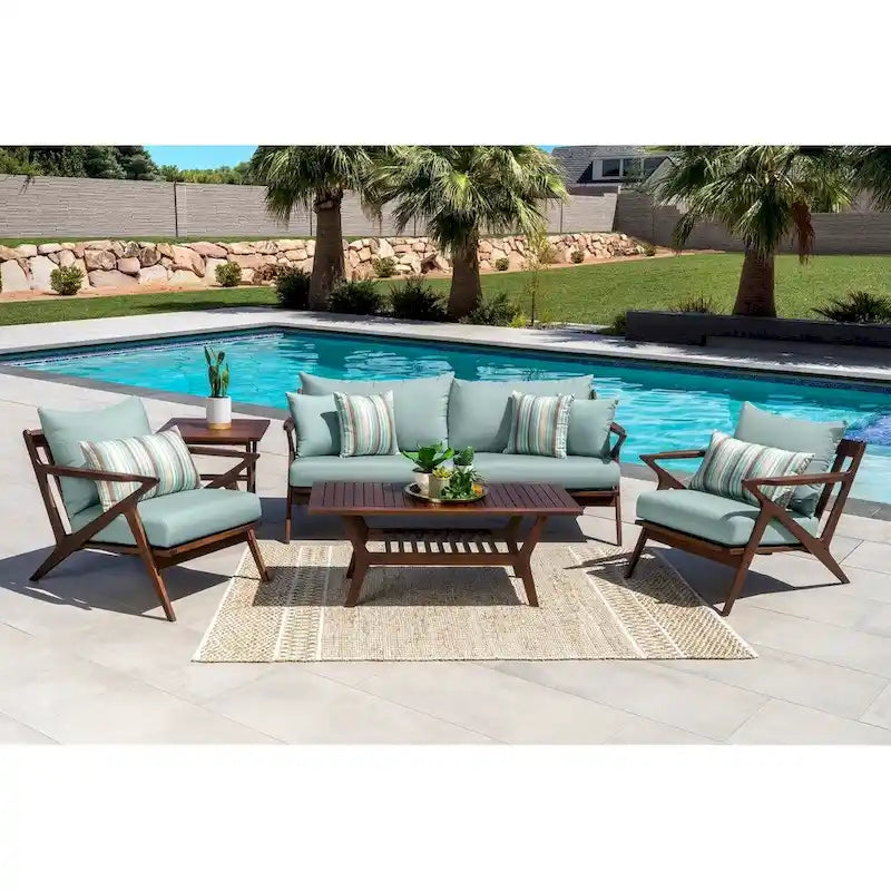 Ensemble de sièges de patio extérieur 5 pièces Vaughn Sunsharp – Bleu Bliss