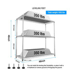 Étagère métallique à 3 niveaux, 476 kg, certifiée NSF, hauteur réglable, pour garage, étagère métallique robuste.