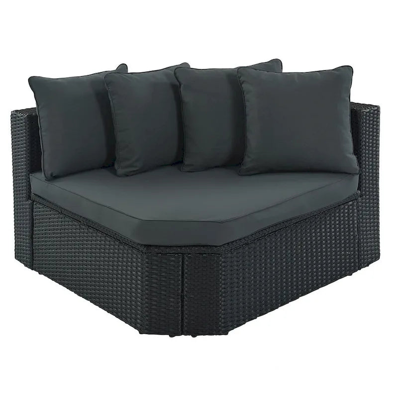 Ensemble de 7 pièces de canapé d'extérieur en osier, lit de repos en rotin
