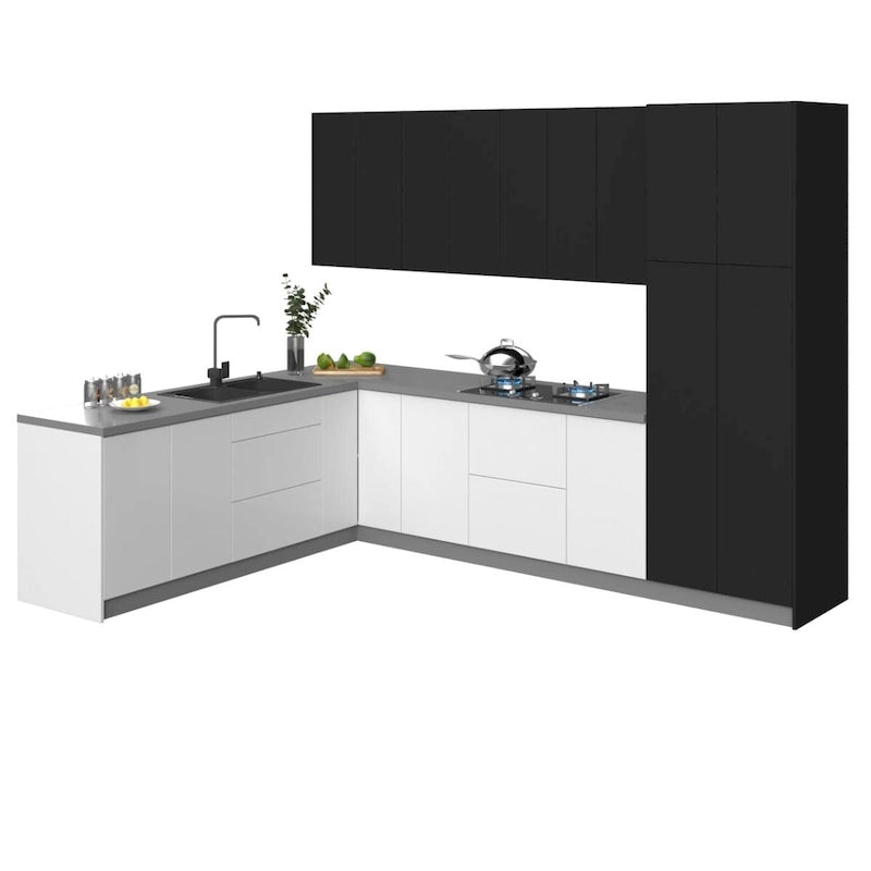 Collection Cuisine Harmonie, coloris noir, dimensions 244x305 cm (126x96 pouces)