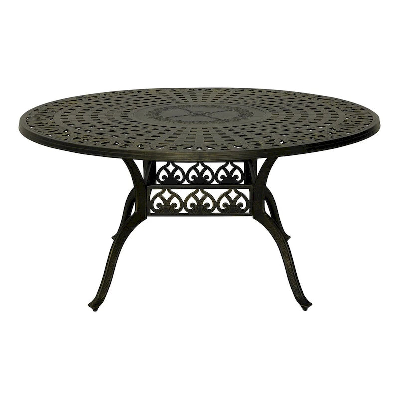 59 Table ronde élégante en aluminium coulé ajouré - Bronze