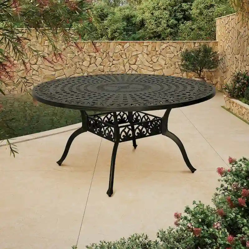 59 Table ronde élégante en aluminium coulé ajouré - Bronze