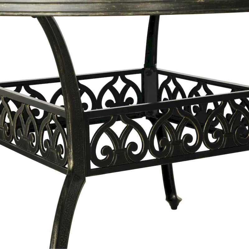 59 Table ronde élégante en aluminium coulé ajouré - Bronze