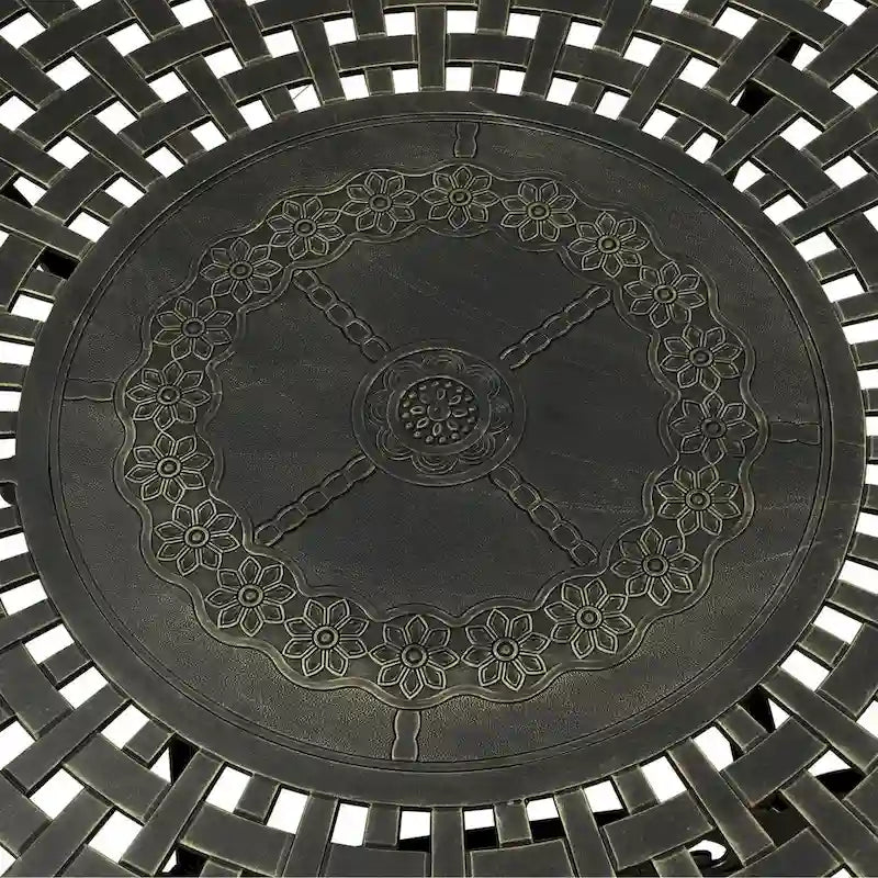 59 Table ronde élégante en aluminium coulé ajouré - Bronze