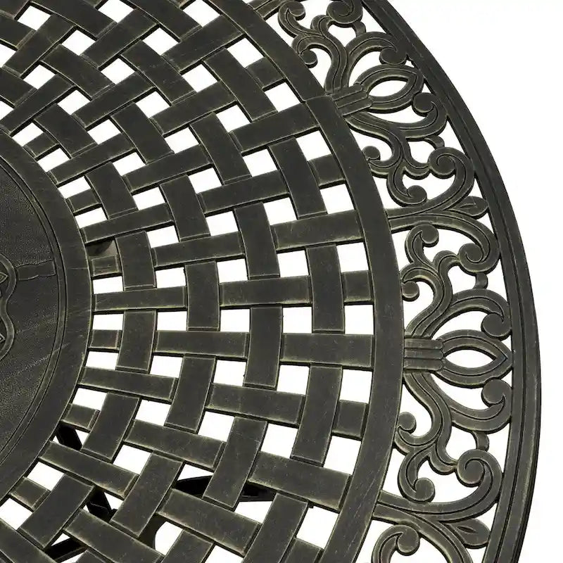 59 Table ronde élégante en aluminium coulé ajouré - Bronze