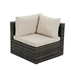 Mobilier de patio, Mobilier d'extérieur, Mobilier saisonnier en rotin synthétique, Ensemble de 6 meubles en rotin avec table basse en verre trempé