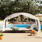 Oaks Aura Extérieur, Bain de soleil avec coussin, rideau et oreiller coloré, Chaises longues en osier, Fauteuils inclinables réglables pour jardin
