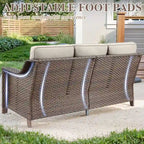 Canapé d'extérieur avec chaises et poufs - Marron