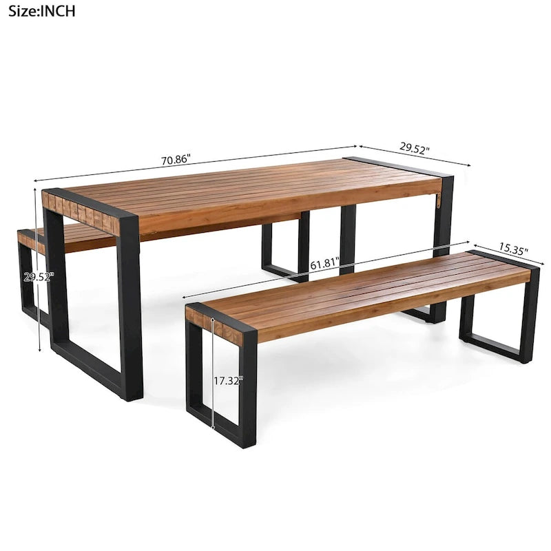 Table à manger d'extérieur 3 pièces