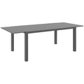Table de patio extensible, Table de patio rectangulaire, Table de salle à manger extérieure pour 6 à 8 personnes avec cadre en aluminium et plateau à lattes