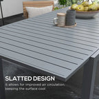 Table de patio extensible, Table de patio rectangulaire, Table de salle à manger extérieure pour 6 à 8 personnes avec cadre en aluminium et plateau à lattes