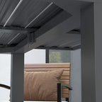 Table de patio extensible, Table de patio rectangulaire, Table de salle à manger extérieure pour 6 à 8 personnes avec cadre en aluminium et plateau à lattes