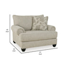 Fauteuil surdimensionné Asen de 51 po de large, 1 coussin, accoudoirs roulés, polyester beige