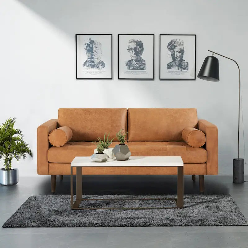 Poly & Bark Napa 72 Apartment Sofa - Full Grain Genuine Italian Leather