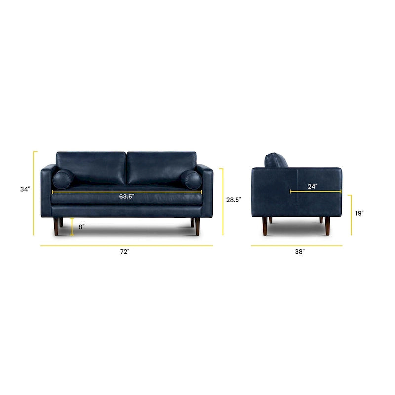 Canapé d'appartement Poly & Bark Napa 72 - Cuir véritable italien pleine fleur