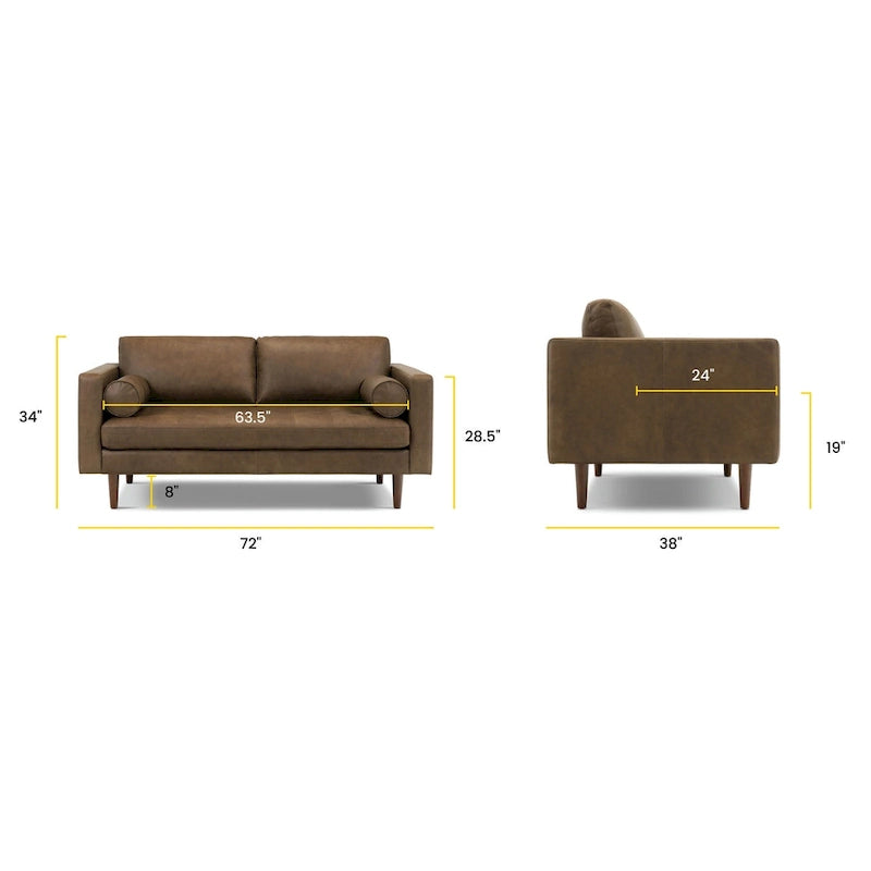 Canapé d'appartement Poly & Bark Napa 72 - Cuir véritable italien pleine fleur