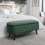  Home Celia Boucle Fabric Storage Bench with Rubberwood Legs