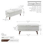 Banc de rangement Celia en tissu bouclé avec pieds en bois d'hévéa