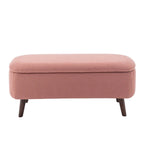 Banc de rangement Celia en tissu bouclé avec pieds en bois d'hévéa