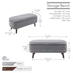 Banc de rangement Celia en tissu bouclé avec pieds en bois d'hévéa