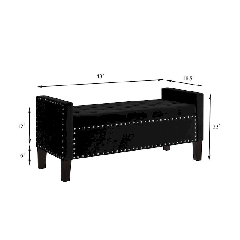 Banc rectangulaire de rangement capitonné rembourré