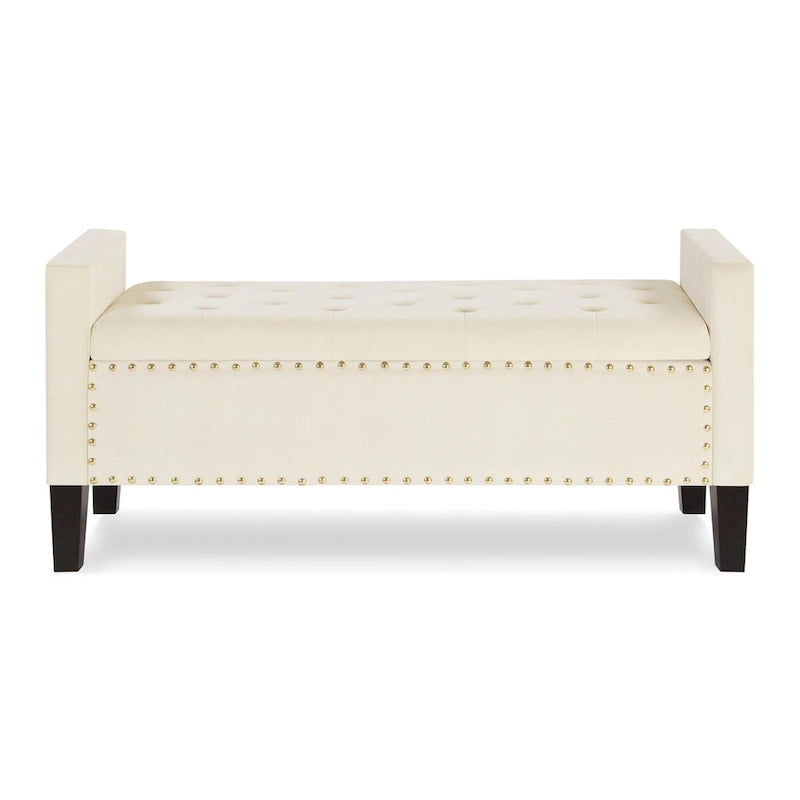 Banc rectangulaire de rangement capitonné rembourré