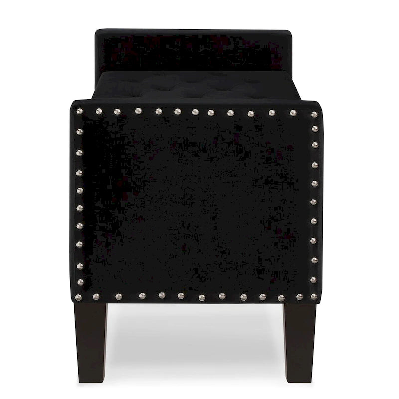 Banc rectangulaire de rangement capitonné rembourré