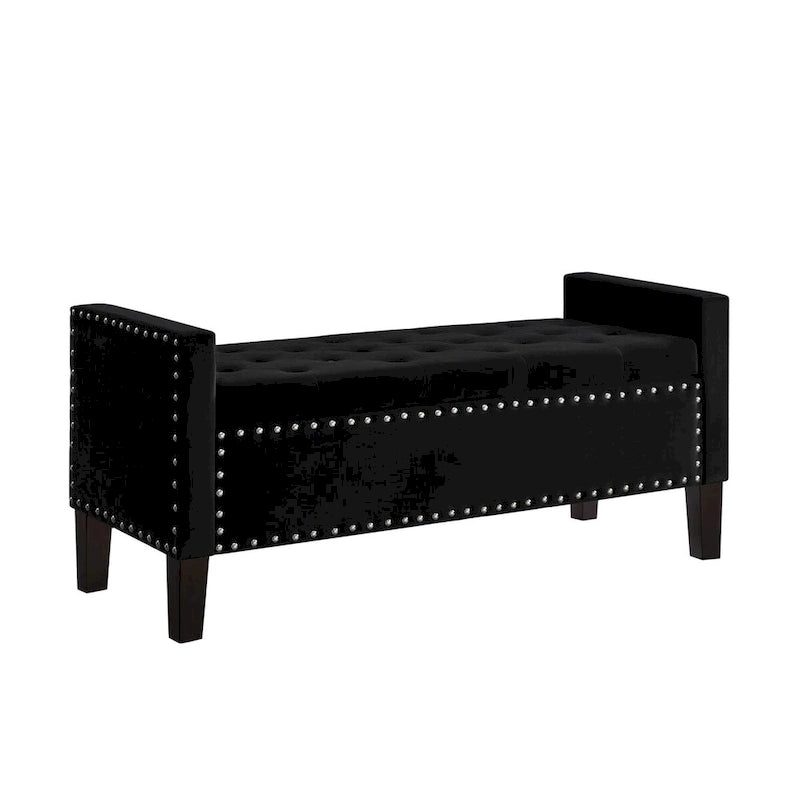 Banc rectangulaire de rangement capitonné rembourré