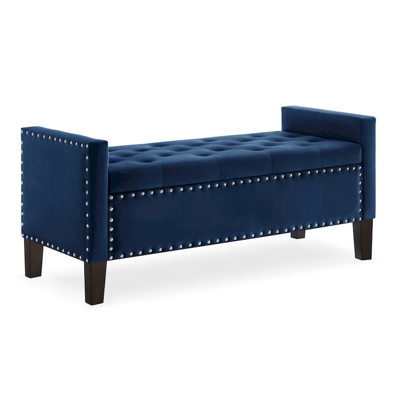 Banc rectangulaire de rangement capitonné rembourré