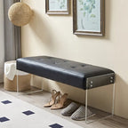 Banc d'entrée rembourré, banc de chambre/salon en similicuir, base en acrylique 44,7 pouces
