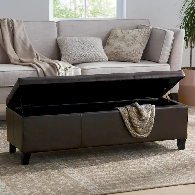 Banc de rangement capitonné pour chambre à coucher, salon ou entrée
